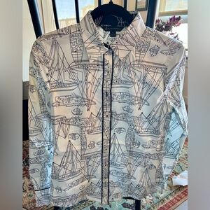 Brooks Brothers Nautical Print Shirt Jacket - Black and White